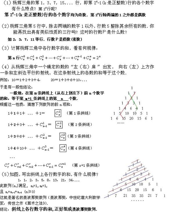 杨辉三角求和图片